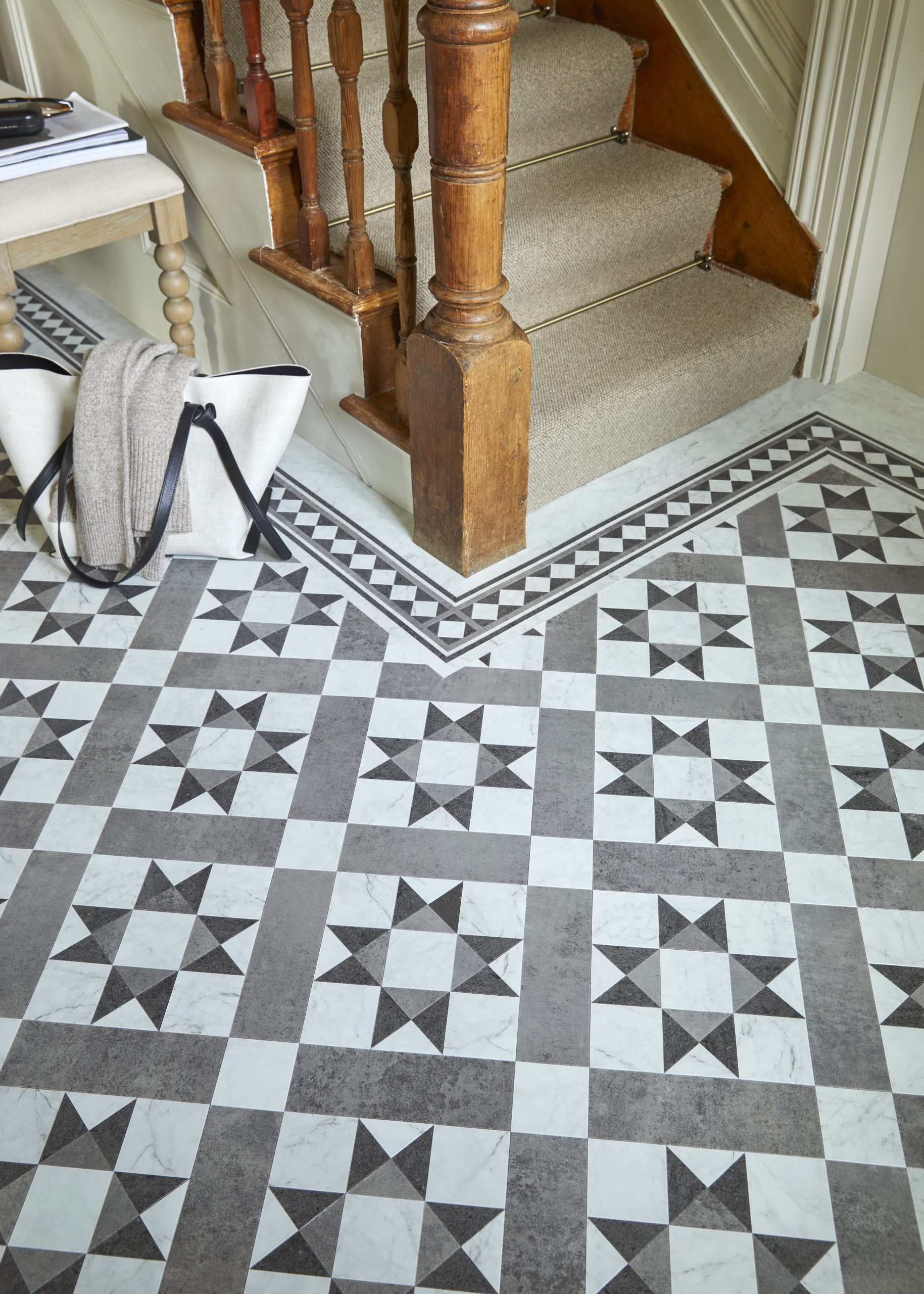 Amtico entrance flooring with border and cameo detail