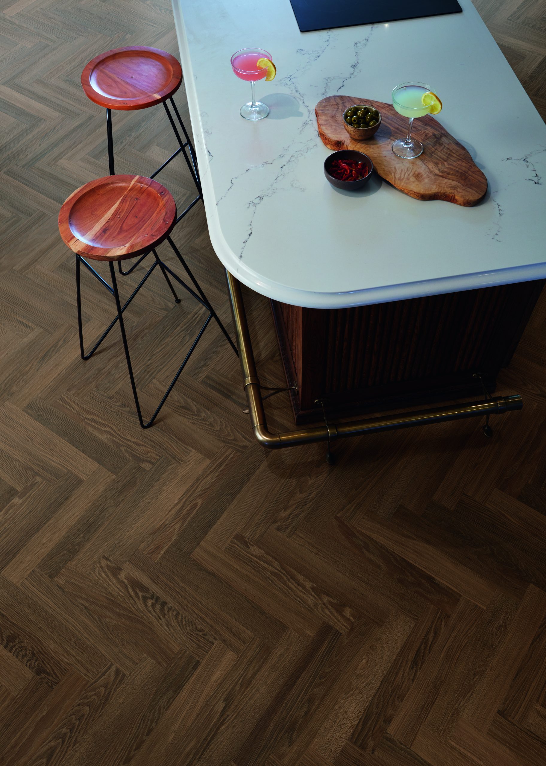Nutmeg Limed Oak detailed herringbone view